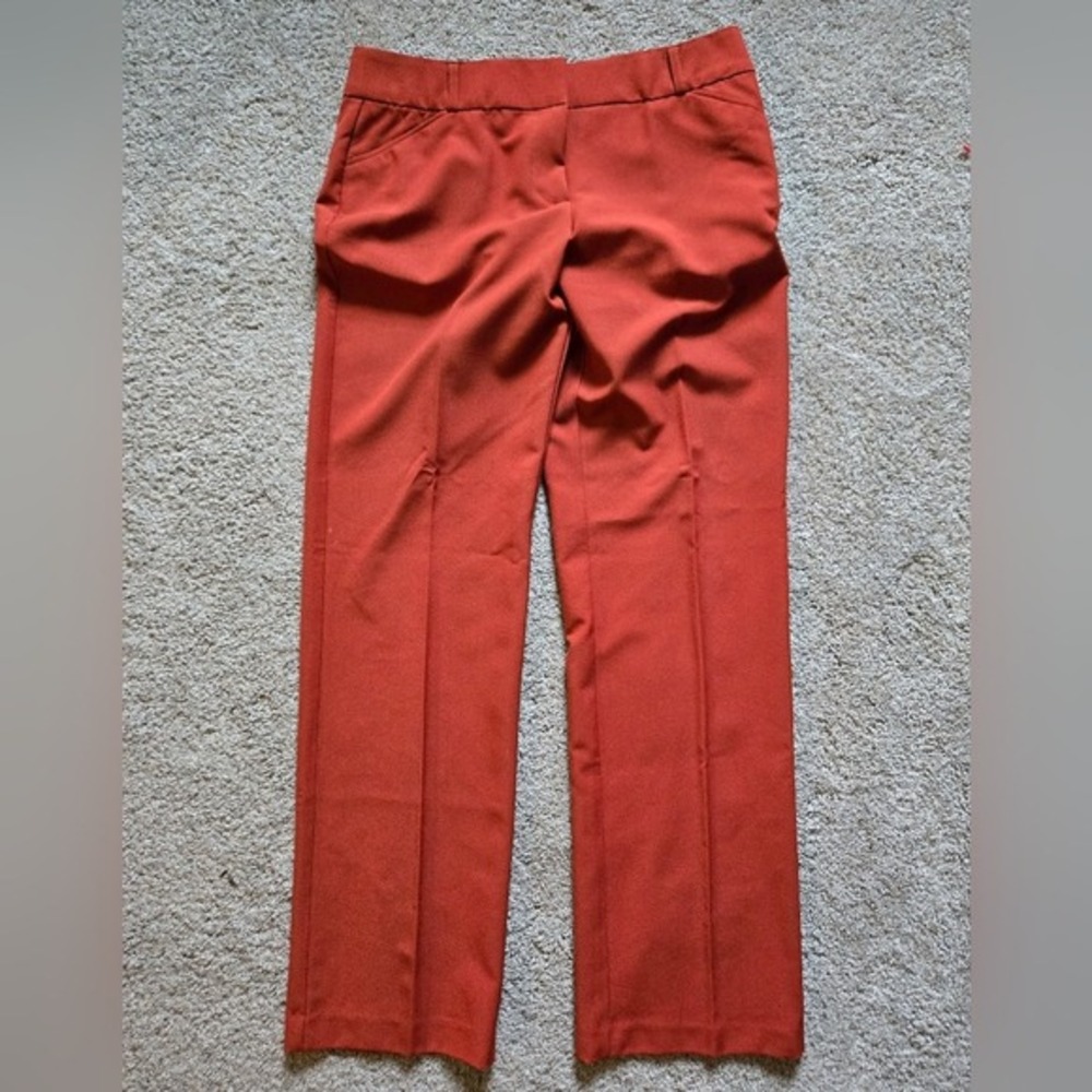Cato Womens Sz 8 Curvy Trouser Pants Slacks Burnt Orange Full Length Worn‎ Twice